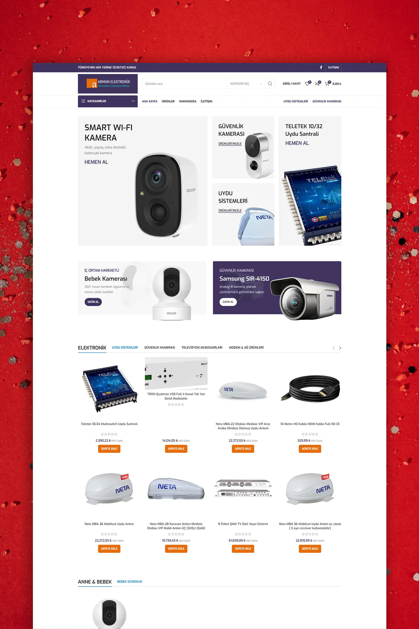Arman Elektronik için tasarladığımız web sitesi