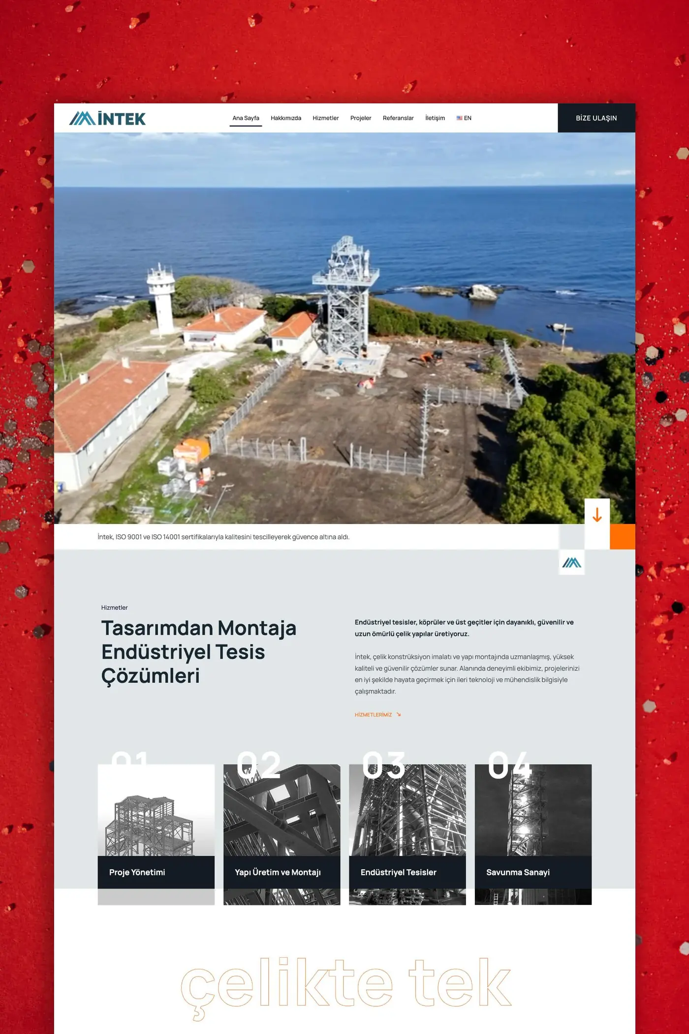 İntek Kurumsal Web Sitesi ana sayfası