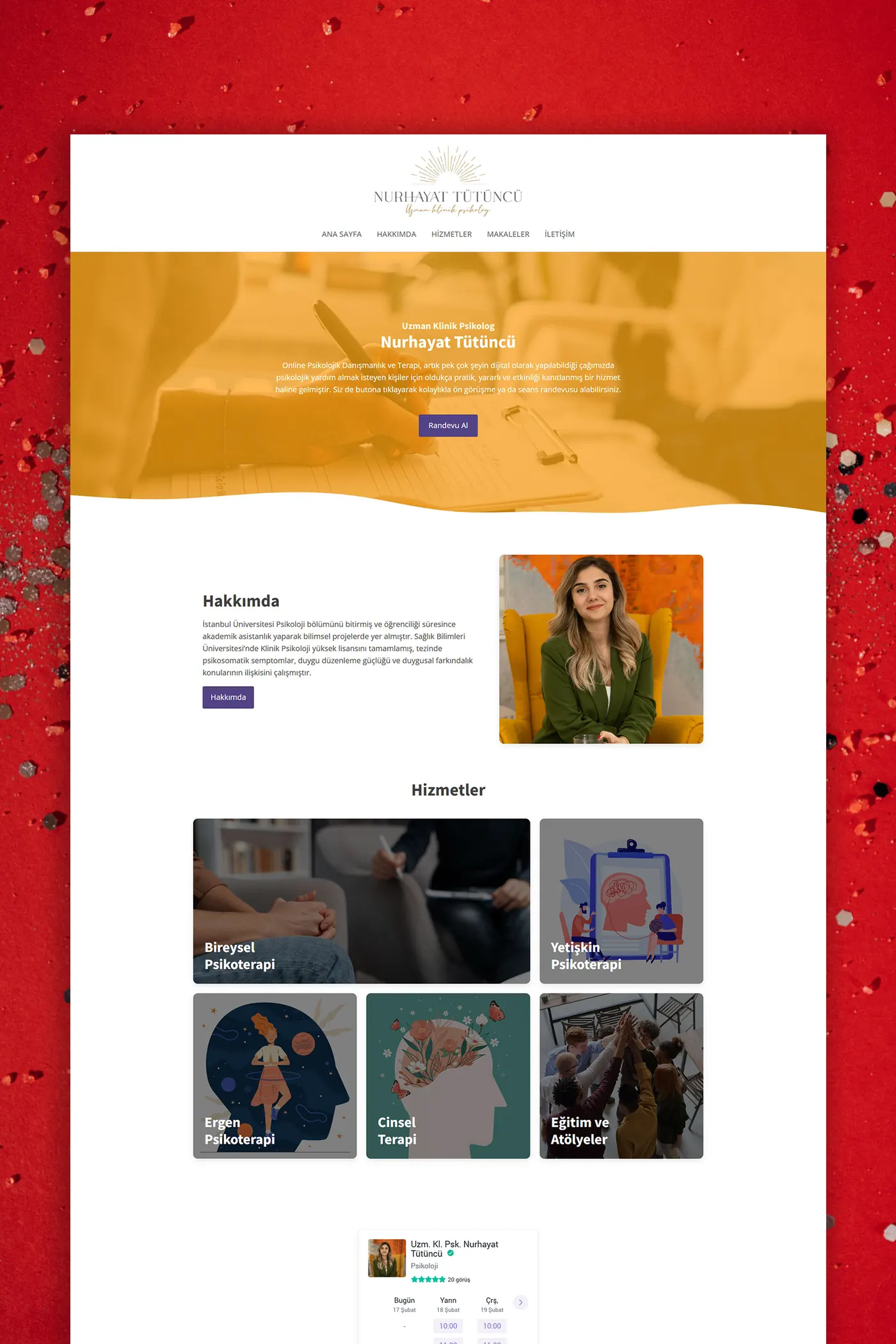 Nurhayat Tütüncü için tasarladığımız web sitesi