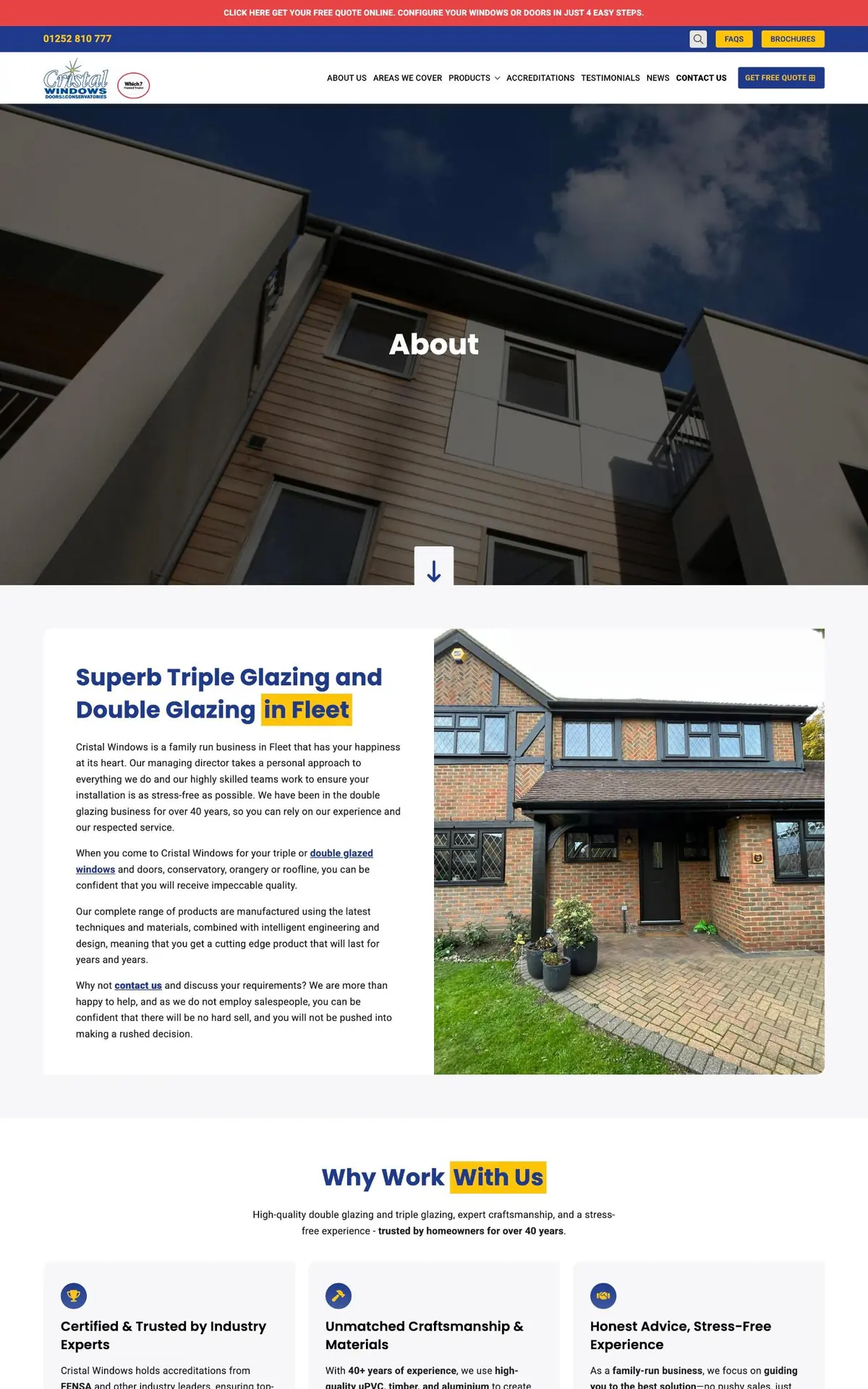 Cristal Windows web sitesi, Hakkımızda sayfası