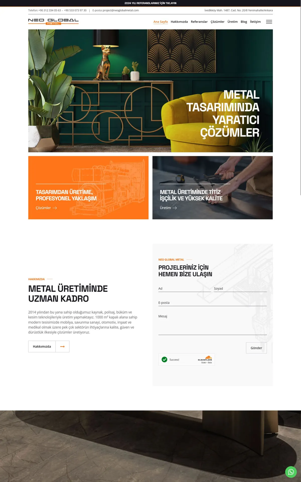 Metal Üreticisi NEO Global Metal Kurumsal Web Tasarımı